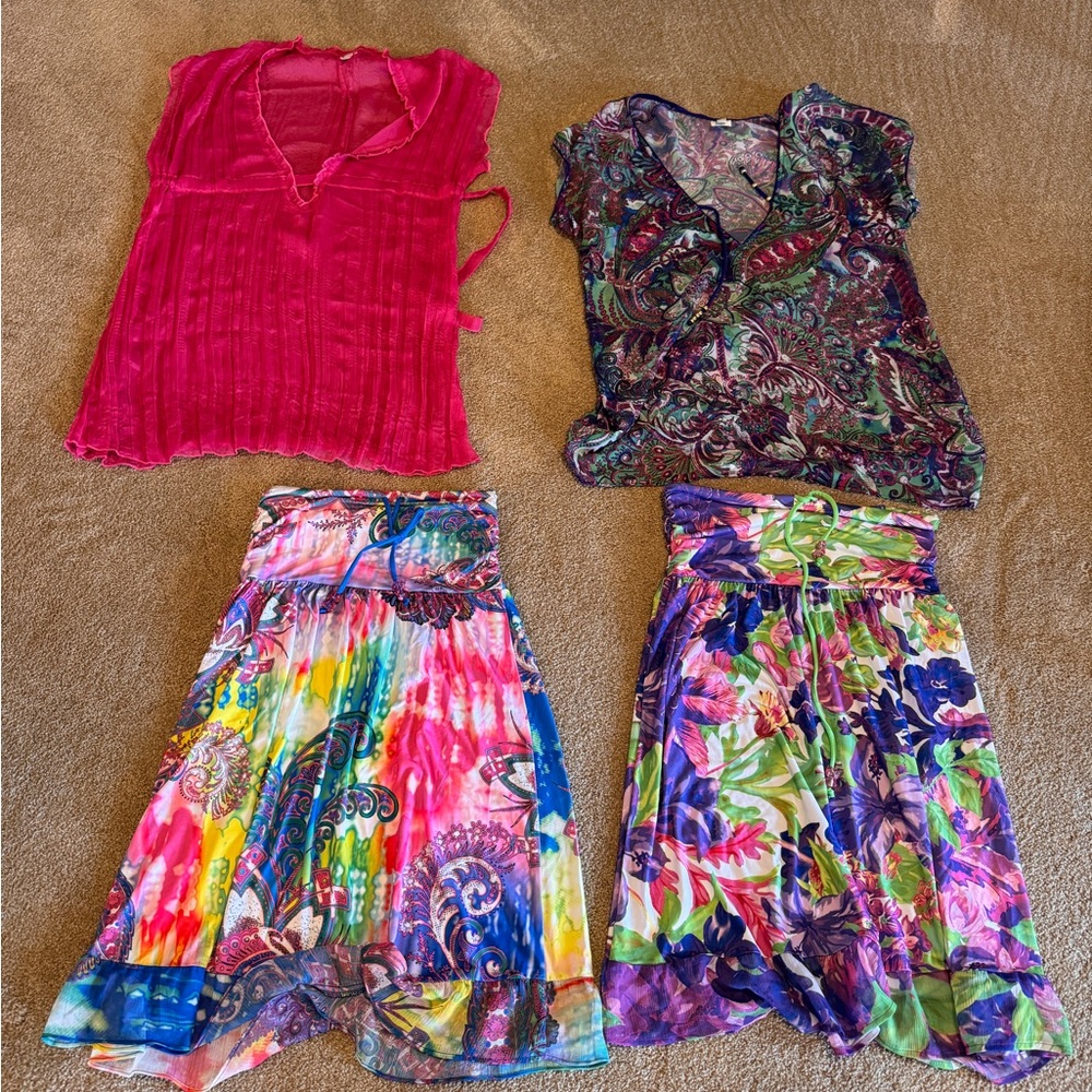 Lot of 4 Becca brand swimsuit cover ups tropical cruise NWOT